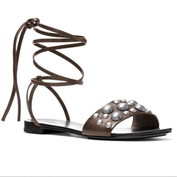 MICHAEL KORS Collection Women's Mica Studded Leather Flat Sandals Sz 39.5/9 - Picture 9 of 9